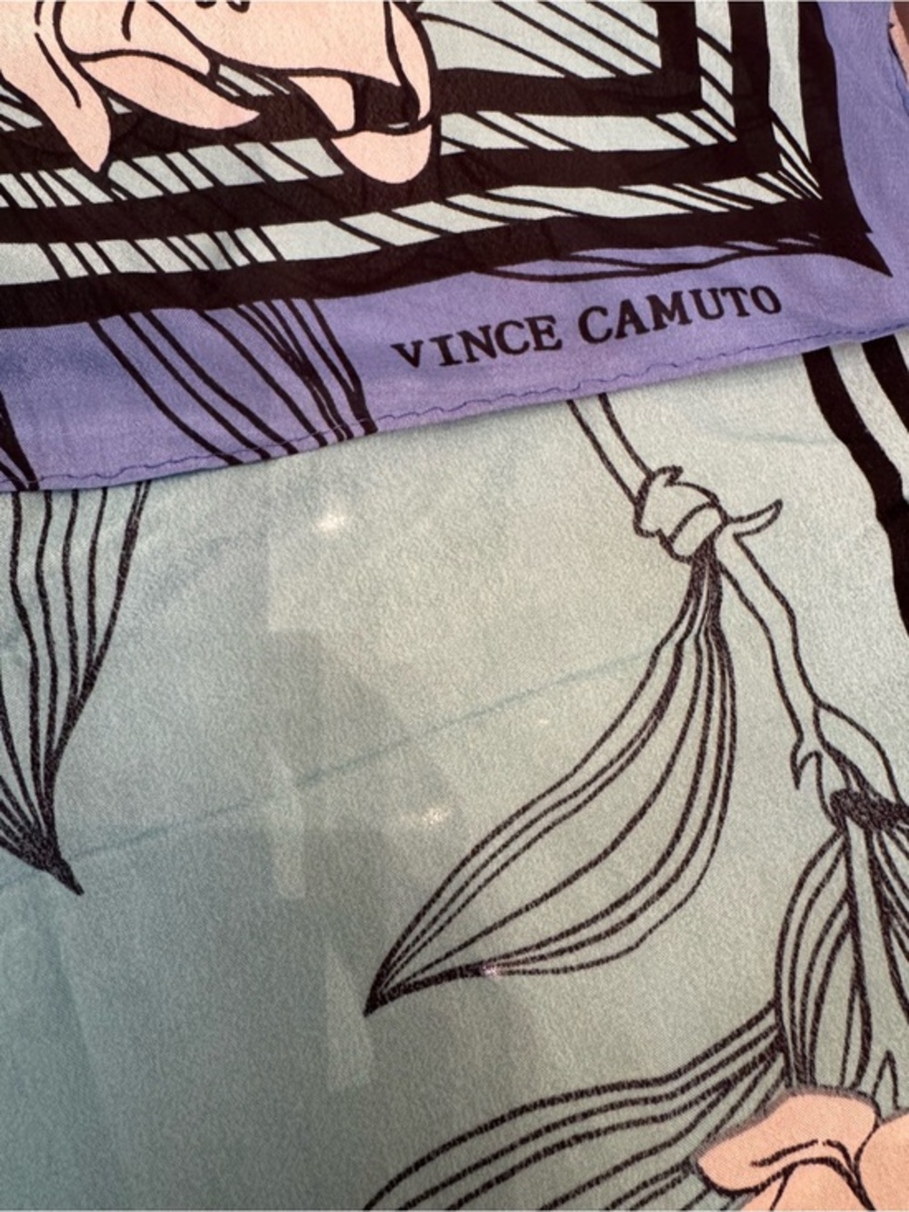 Vince Camuto Blue Floral Oblong Scarf NWT Lightweight Wrap